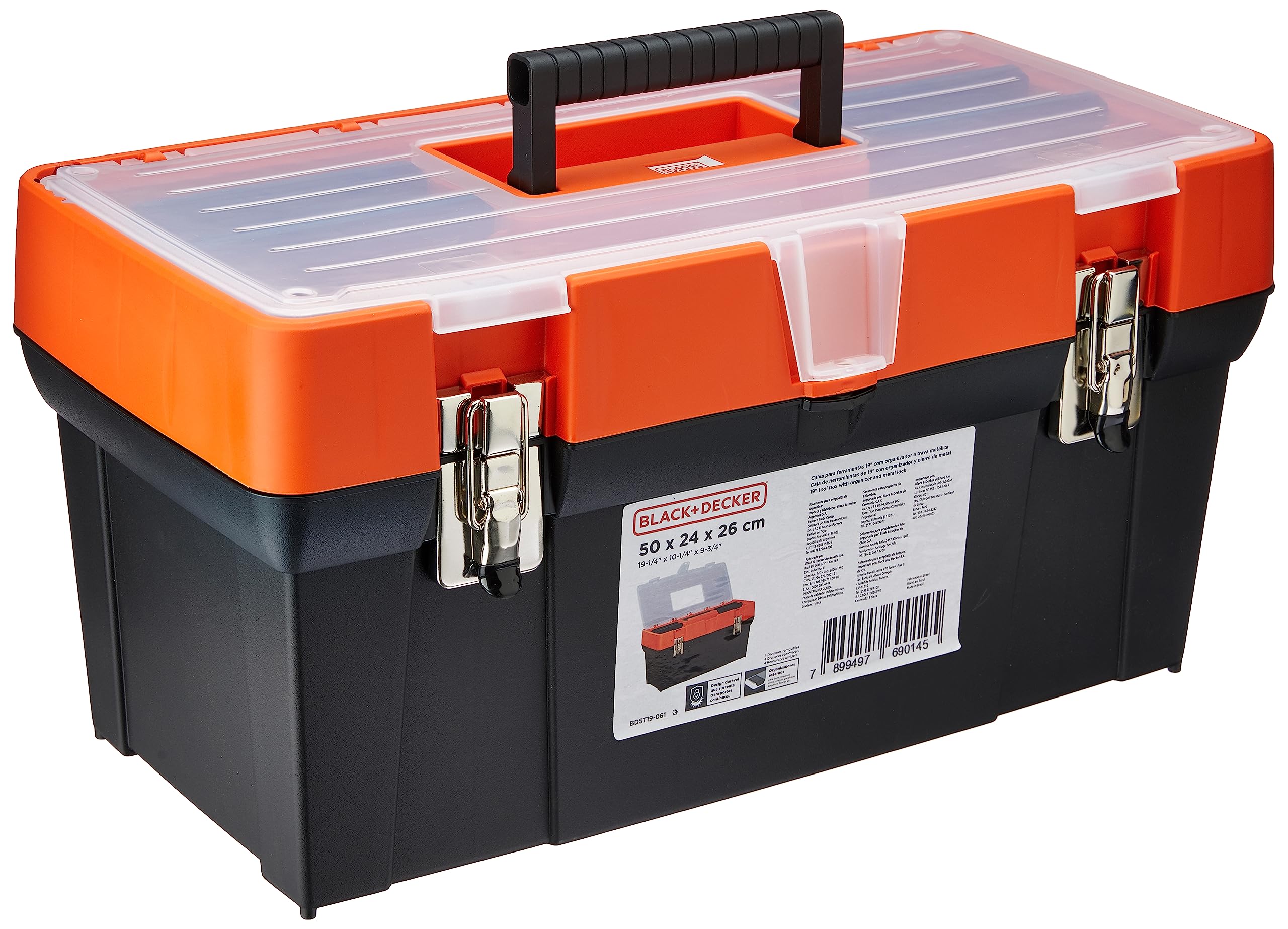 BLACK+DECKER Caixa de Ferramentas 19 Polegadas, Capacidade de 18