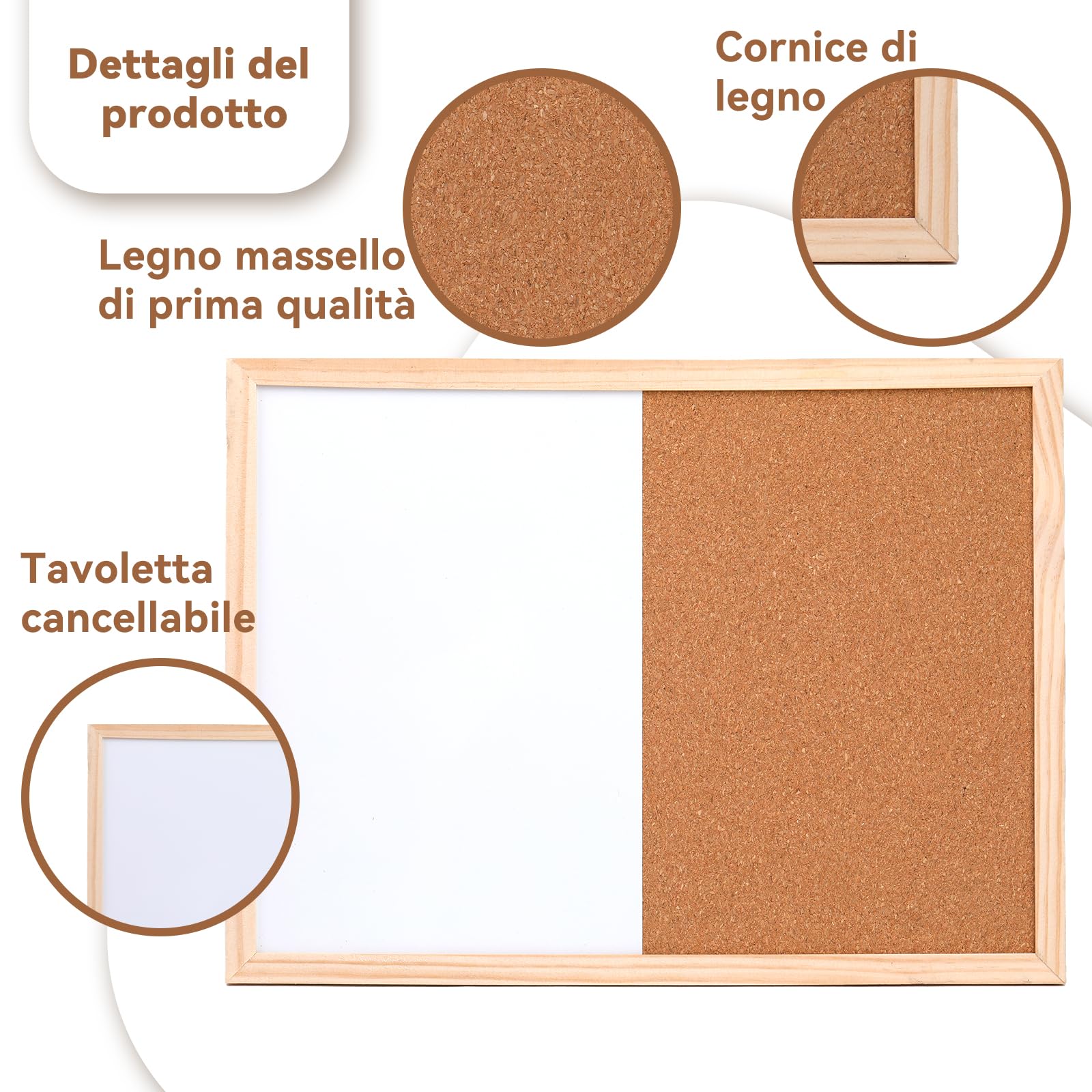 Lavagna in Sughero,Combinazione Di Set Di Lavagne In Sughero, Lavagne in Sughero Da 15,74 x 11,81 Per Bacheche Da Parete, Con Guarnizioni,Puntine In legno,Golfari,Viti Applicabili All'home Office