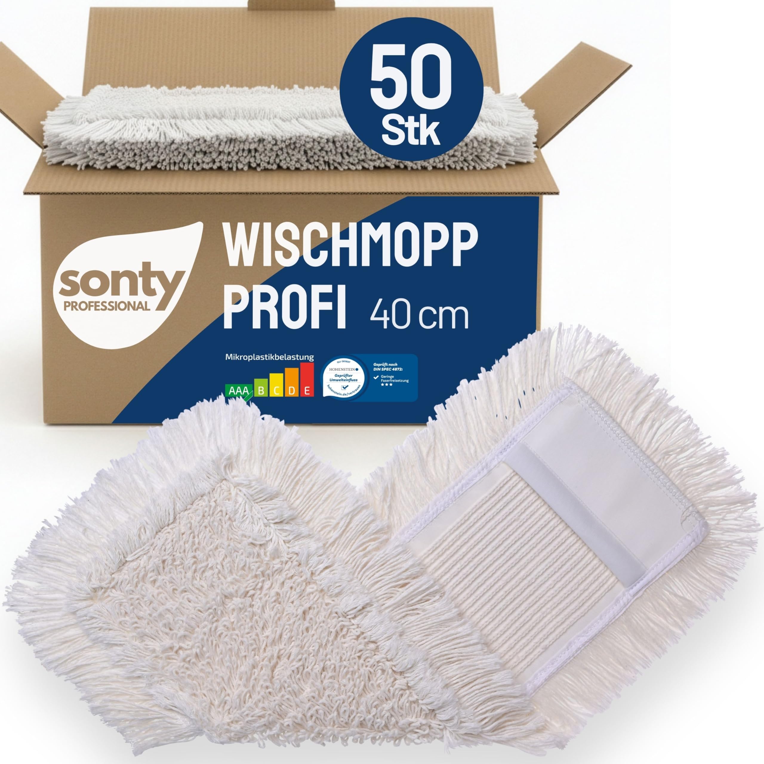 Sonty 50 Stück Mopp, Baumwollmop, Wischmop Premium Tufting 40cm (50)