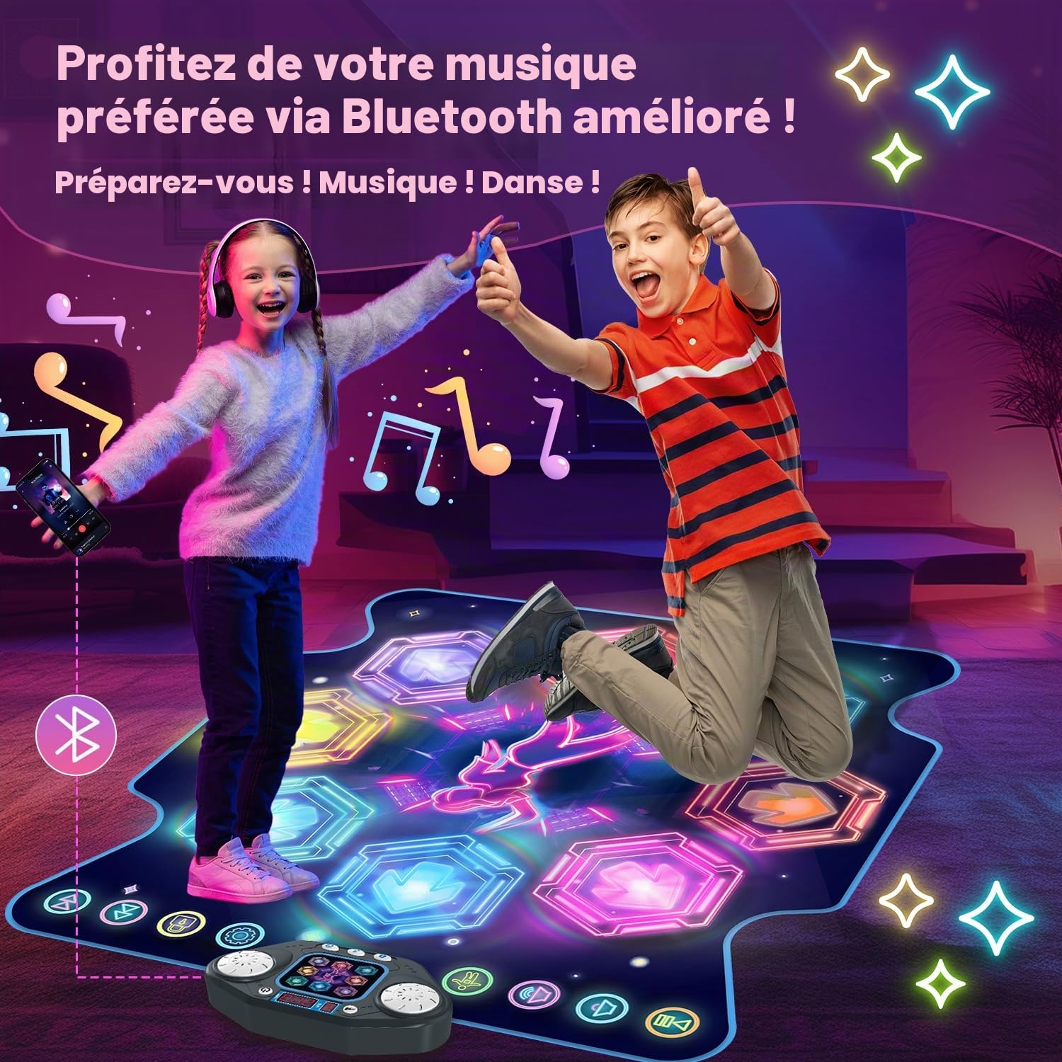 TERRAMUS Tapis de Danse pour Enfants - Tapis de Danse électronique avec 8 Touches et lumières LED pour Enfants de 4 à 8 Ans - Cadeaux d'anniversaire sympas pour Filles et garçons de 3 à 12 Ans et Plus