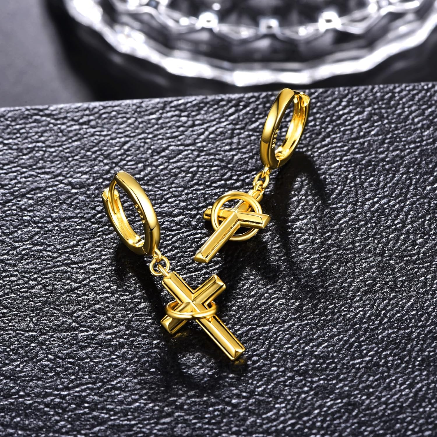 Cross Earrings 925 Sterling Silver Cross Dangle Earrings Christianity Jewelry Gift for Men Women