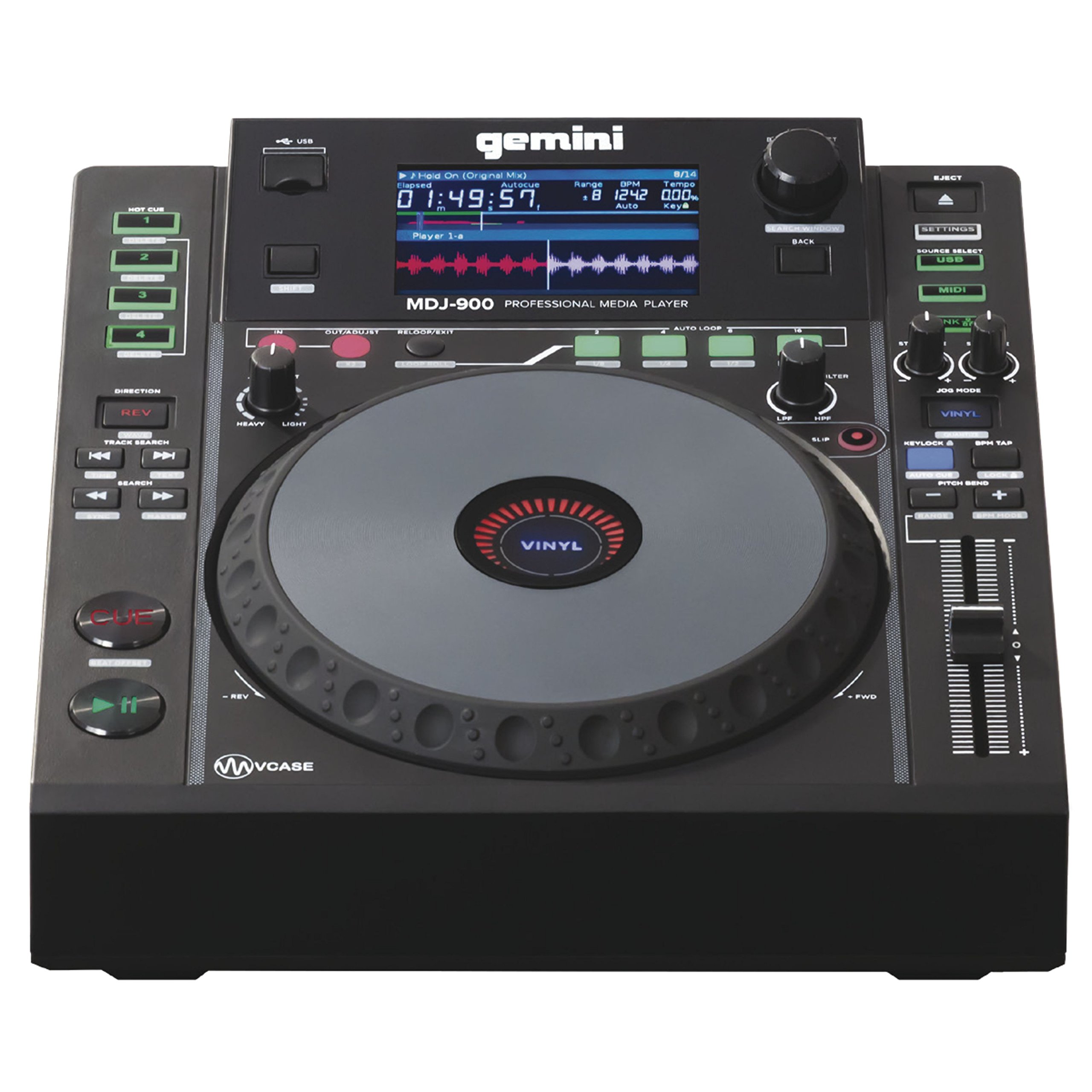 GeminiMDJ-900 - USB DJ Media Player - 4.3 Inch Colour Display - 8 Inch Jogwheel