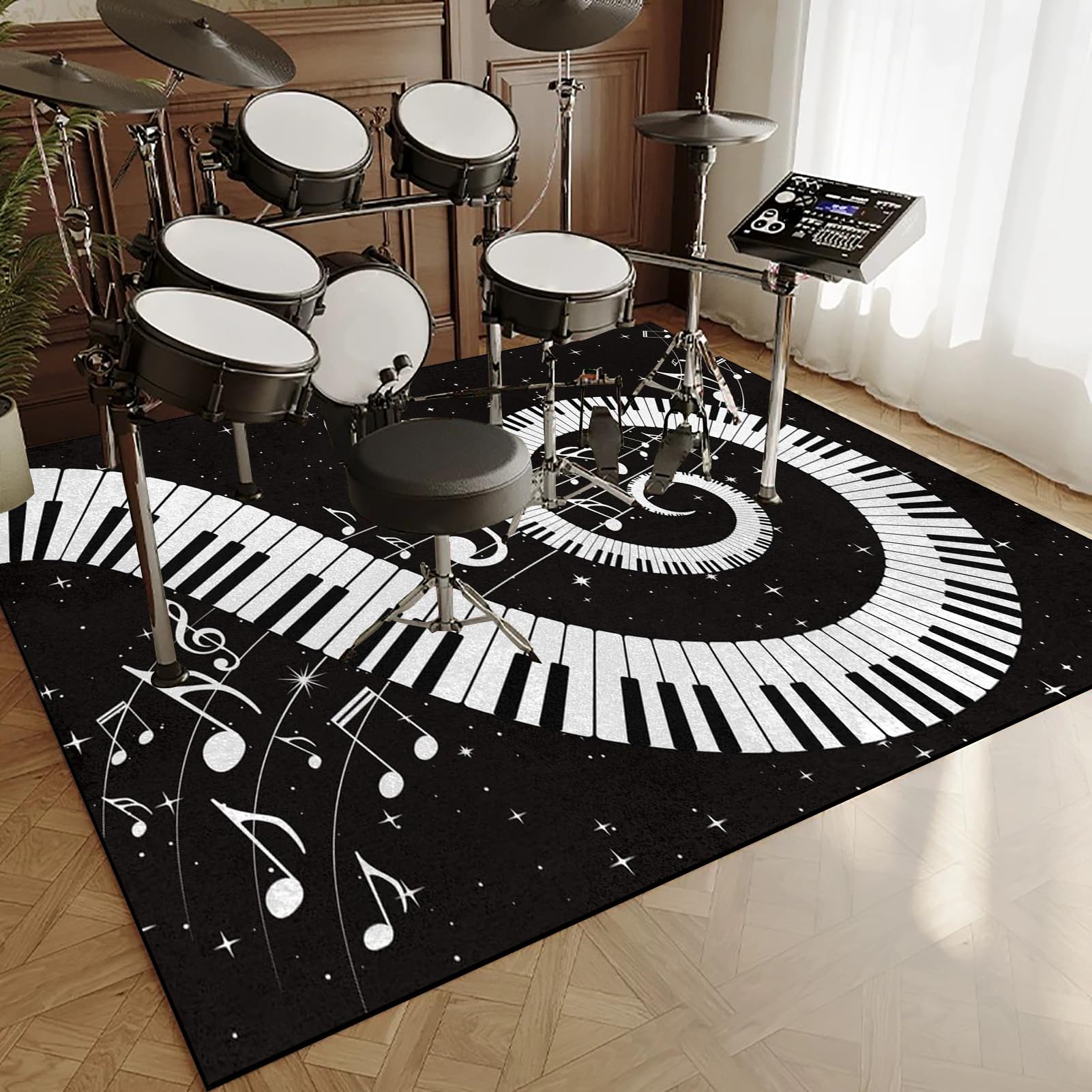 Elektrisches Schlagzeug Teppich, rutschfeste Trommel Teppiche, Drum Teppich, Professionelles Rechteckiges Elektronisches Jazz Schlagzeug Kit, Schallschutzteppich für Studio, Wohnung 230 x 180 cm