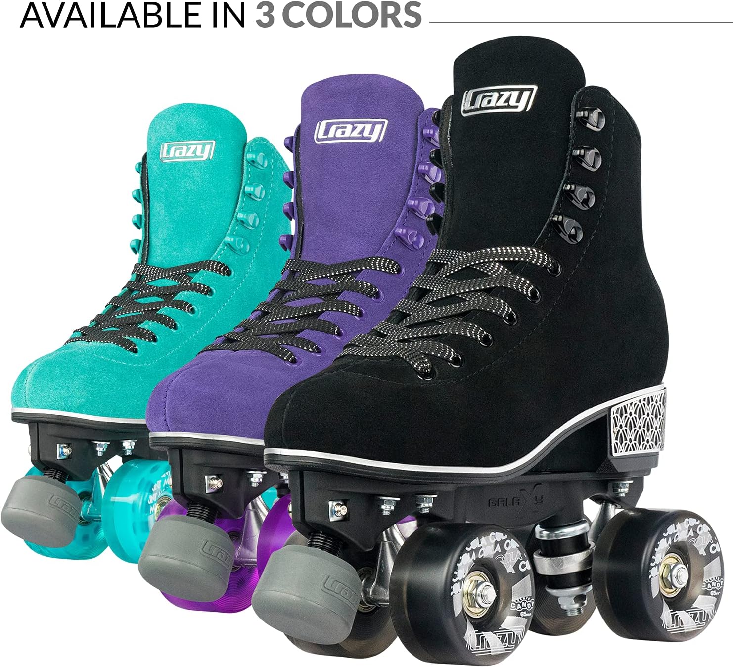Crazy Skates Evoke Roller Skates for Women - Stylish Suede Quad Skates