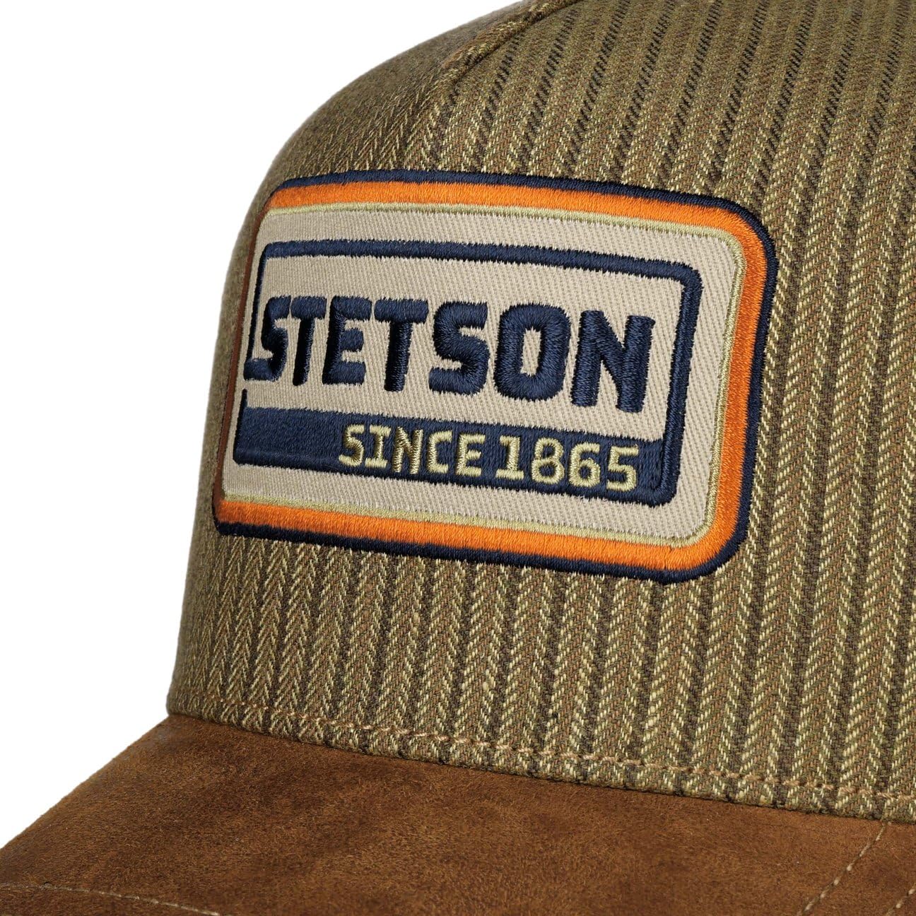 Stetson Skórzana czapka w paski retro damska/męska - metalowa klamra baseballowa, z daszkiem, podszewka, całoroczna wiosna, lato, jesień, zima