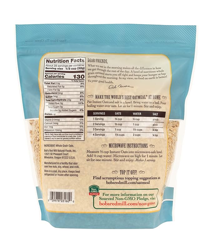 Bob's Red Mill Avena Instant Rolled Oats 32 Ounce Pack miniatura 3
