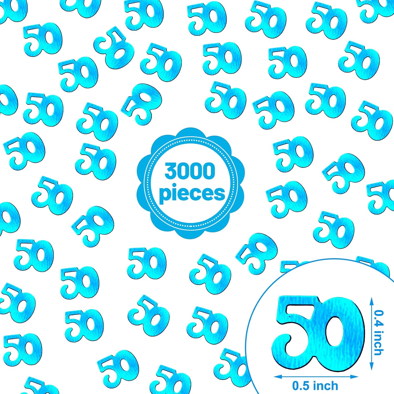 Blue 50th Birthday Confetti Metallic Foil Birthday Party Accessories for Men and Women Blue Table Scatter for Birthdays, Anniversaries, Events, 60g