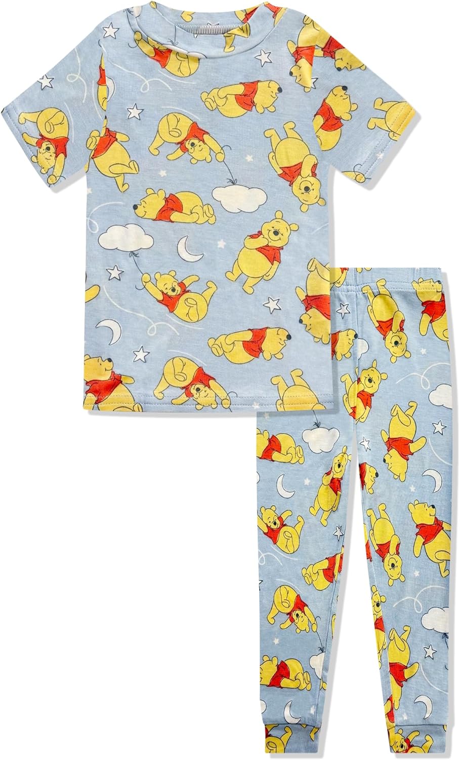 Disney 2 Piece Pajama Set - Mickey, Minnie, Pooh - Toddler Boys & Girls PJ Set, Short Sleeve Shirt & Pants - Official License
