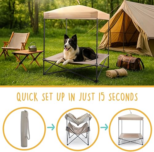 Miniatura 2 de Piper - Cama plegable grande elevada para perros con pantalla impermeable, malla de enfriamiento, resistente hasta 110 libras, perfecta para