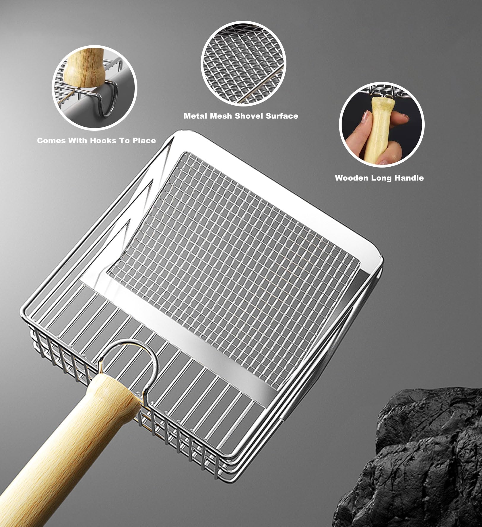 Cuchara de arena para gatos, pala de arena para gatos, de aleación de aluminio, recolector de arena para gatos, duradero y fácil de limpiar, diseño ergonómico, adecuado para caja de arena
