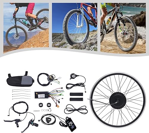 Miniatura 4 de YIYIBYUS Kit de conversión de bicicleta eléctrica de 24 pulgadas, rueda delantera y trasera, kit de conversión de motor de bicicleta eléctrica de 36