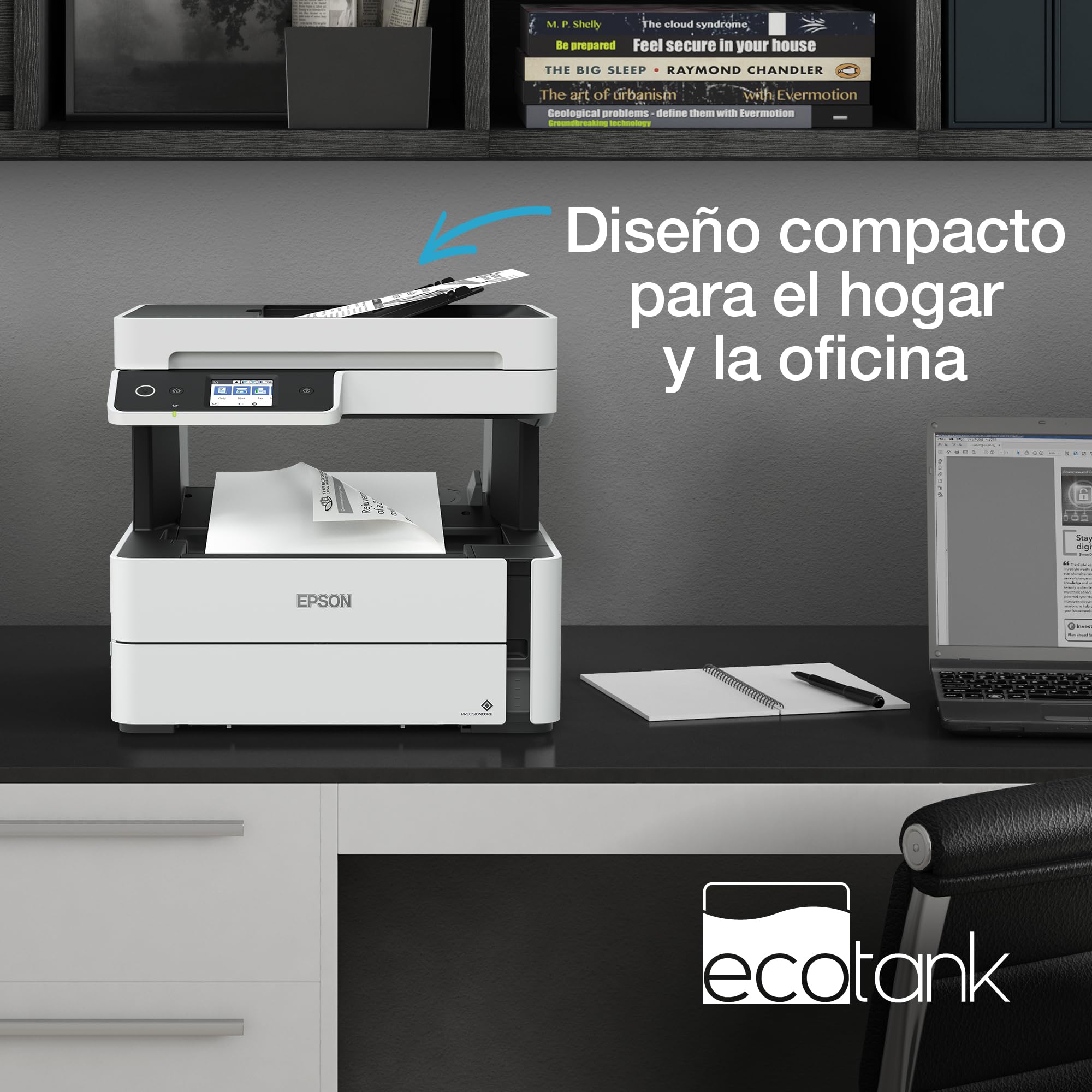 Epson EcoTank ET-M3180 I Impresora de Depósito de Tinta | Impresión Monocroma | Wi-Fi | A4 | Imprimir, Copiar, Escanear, Fax | Imprime Doble Cara | Pantalla Táctil 6.1cm | ADF | PCL