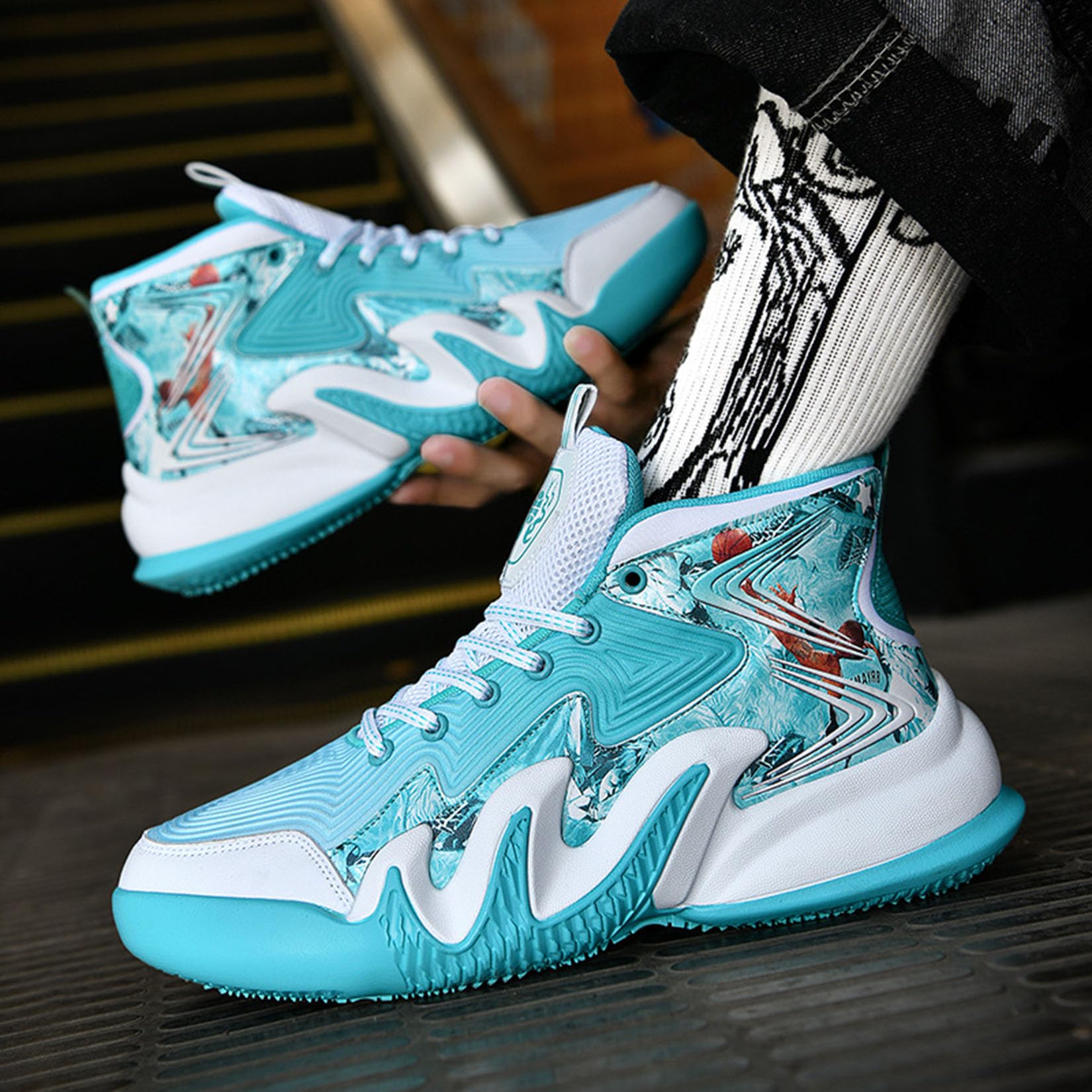 Unisex Buty Do Koszykówki Sportowe Wygodne Oddychające Buty Treningowe(42 EU, Z12)