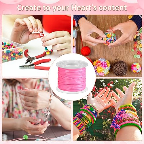 Miniatura 6 de Janinka Gimp - Juego de cordón de plástico con 24 rollos de cordón de pulsera Gimp, 24 piezas de cierre de langosta para joyería, 24 piezas para