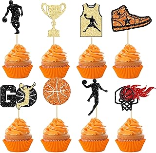 24 Pack Basketball Cupcake Toppers Basketball Player Apparel Cupcake Picks Baby Shower Players Sports Theme Birthday Party Cake Decorations Supplies