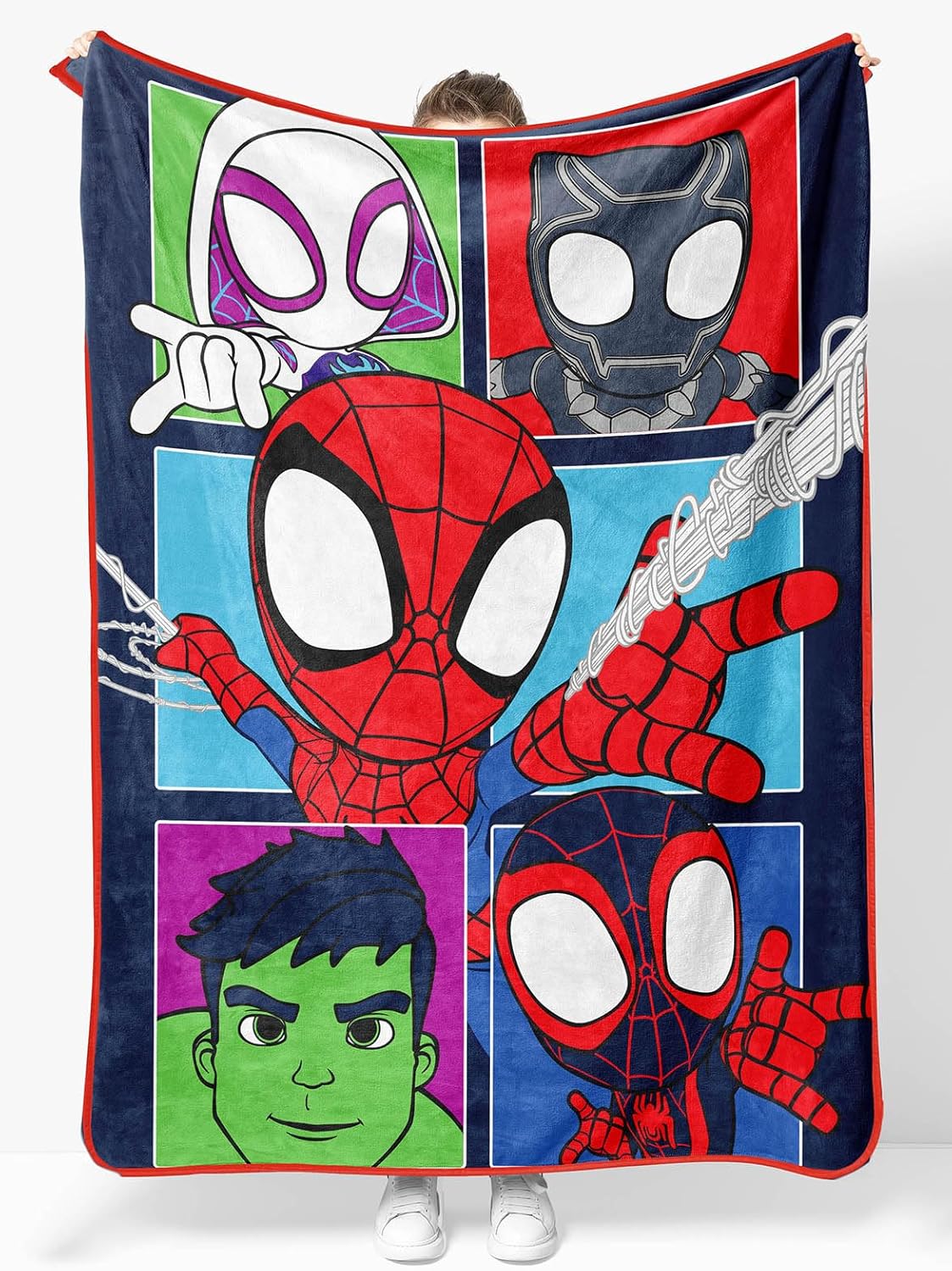 Sunny Side Up Marvel Spidey & His Amazing Friends Plush Throw Blanket – Measures 46 x 60 Inches – Super Soft & Cozy Fleece Kids Bedding Features Miles Morales & Ghost Spider Gwen