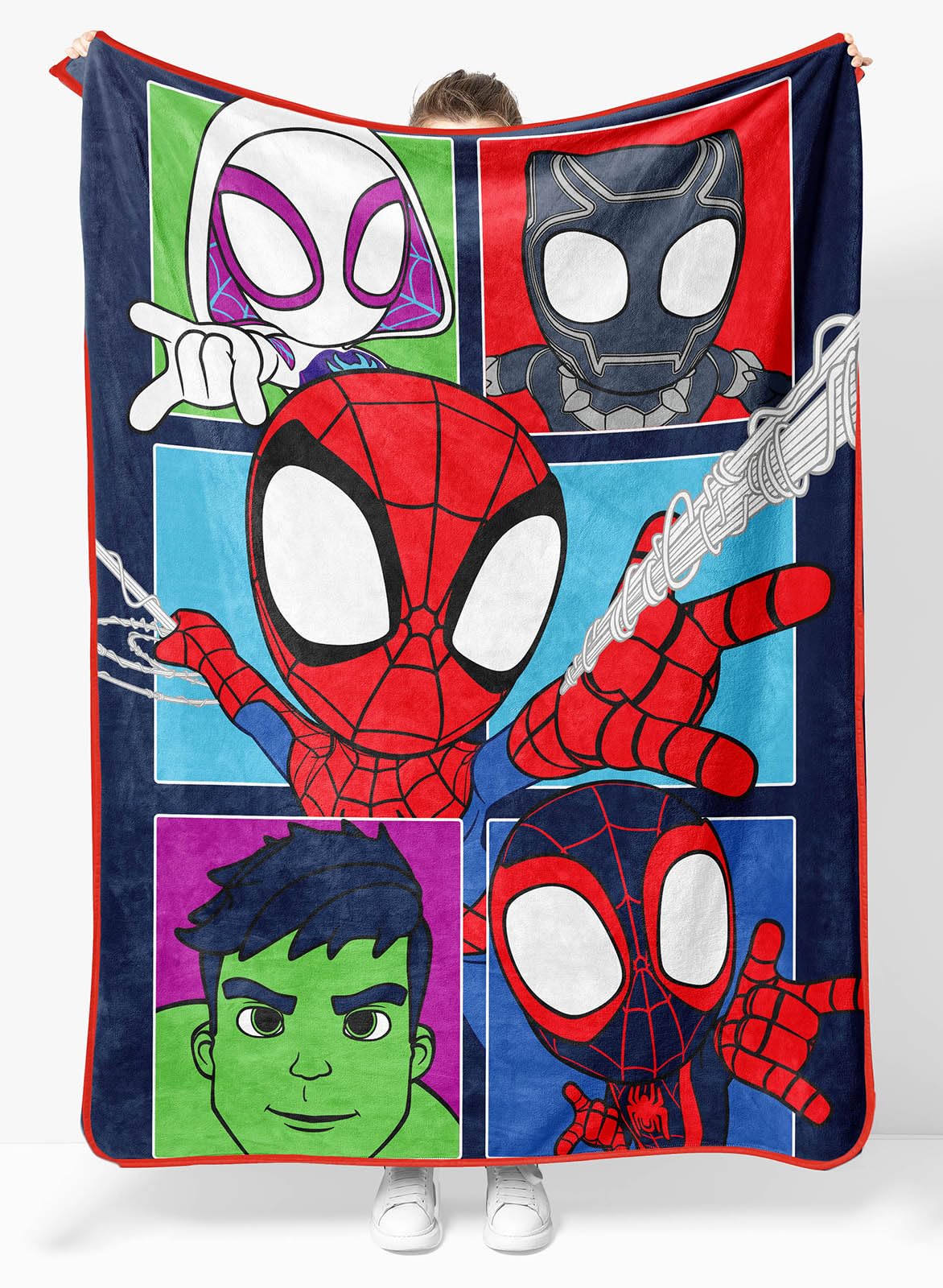 sunny side up marvel spidey & his amazing friends plush throw blanket - measures 46 x 60 inches - super soft & cozy fleece kids bedding features miles morales & ghost spider gwen