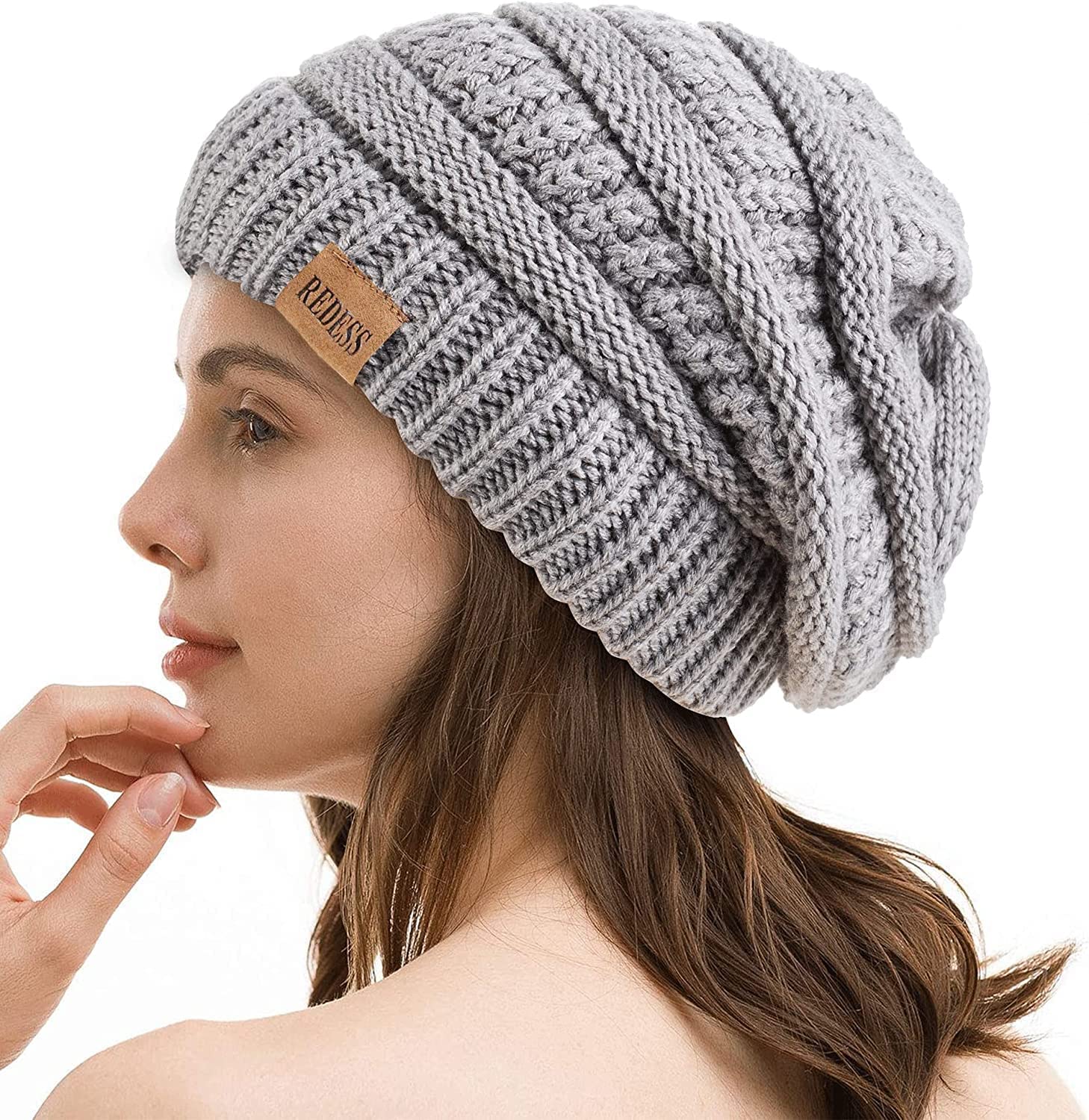 REDESS Slouchy Beanie Hat per Uomo e Donna Winter Warm Chunky Soft Oversize Cable Knit cap