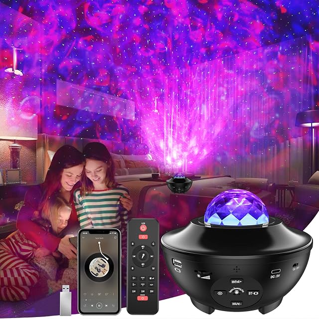Galaxy Projector, Star Projector with Bluetooth Music Speaker, Night Light Projector for Kids Gift, Galaxy Projector Light for Bedroom Decor, Game Rooms, Home Theatre