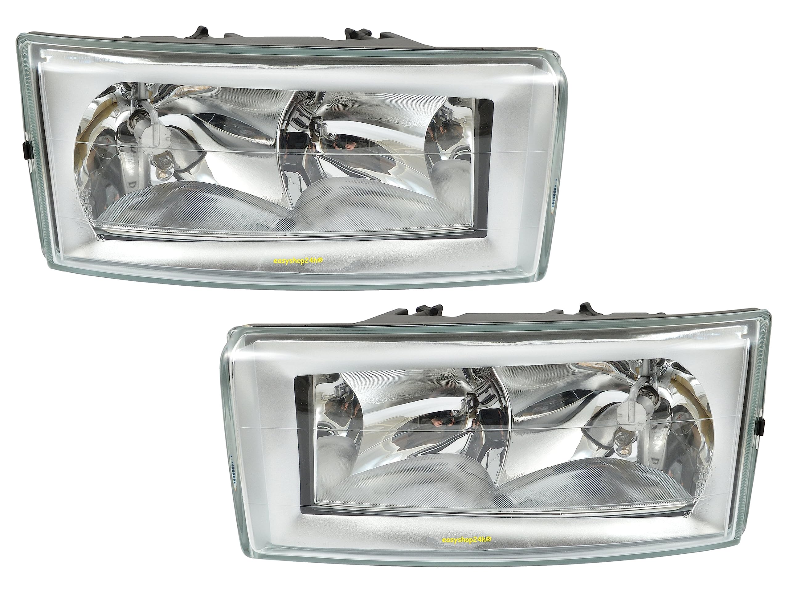Set 2 Faro Fanale Proiettore Anteriore Destro e Sinistro Per Daily III s2000 da 2000 a 2005 H7 H1 Con Regolazione Elettrica Gruppo Ottico Luce Fanalino Lato Guidatore e Passeggero