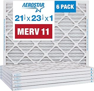 Aerostar MERV 11 Pleated Furnace Air Filters 21.5x23.5x1 (6 Pack) - Allergy Asthma Relief, Pet Dander Dust Smoke, USA Made