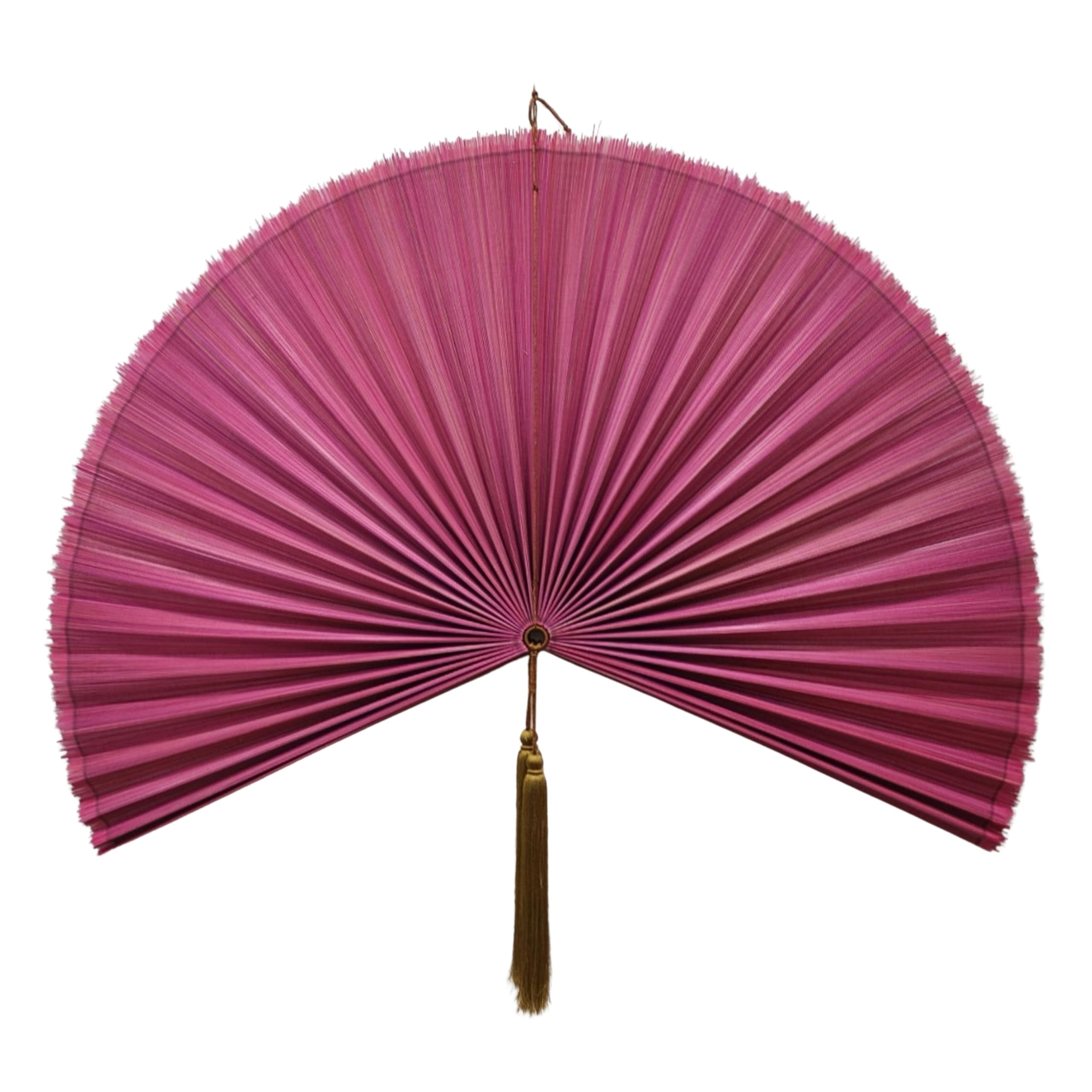 SUCHUBU Pink Bamboo Wall Fan Woven Boho Decor