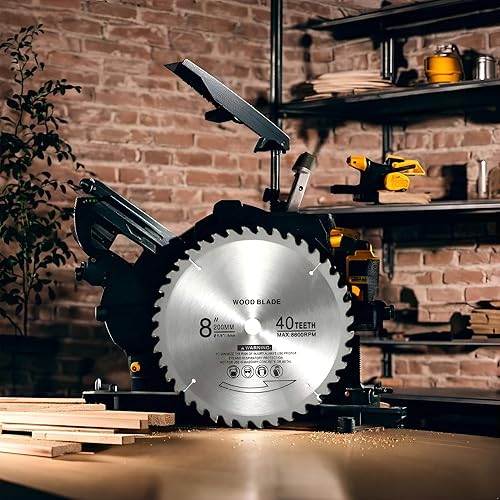 Miniatura 3 de Hoja de sierra circular de corte de madera con punta de carburo de 8 "40 dientes, hoja de sierra de mesa, hoja de sierra ingletadora con eje de 5/8"