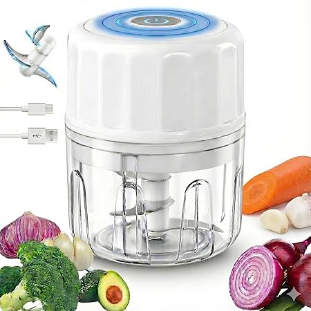 Electric Garlic Chopper, 250ML Portable Cordless Mini Food Processor, USB
