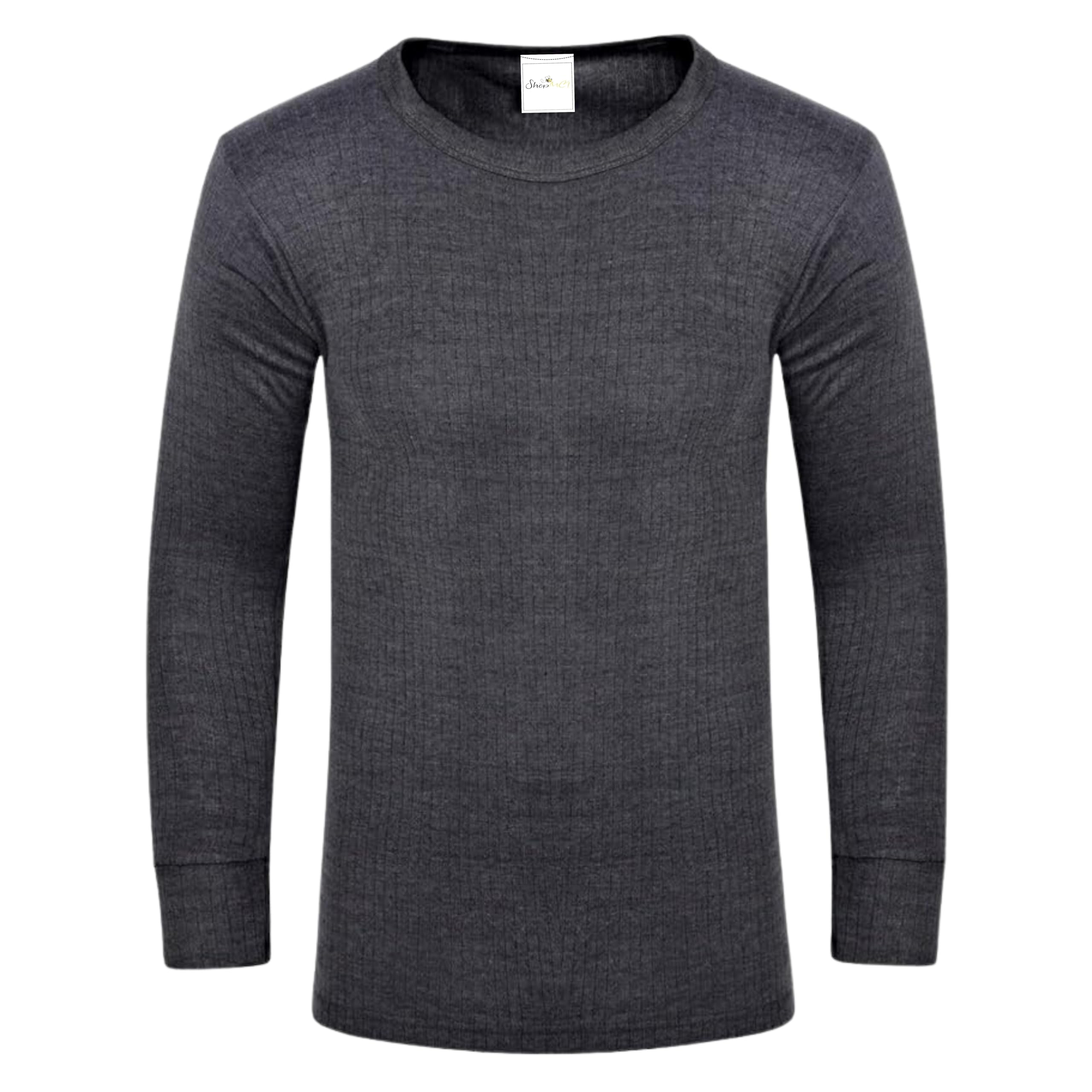 ShopMCR 1 Pack Men's Thermal Underwear Long Sleeve Vests, Winter Warm Base Layer Tops, Soft Full Sleeve Shirts for Cold Weather, Sizes S-XXL (Grey, XL)