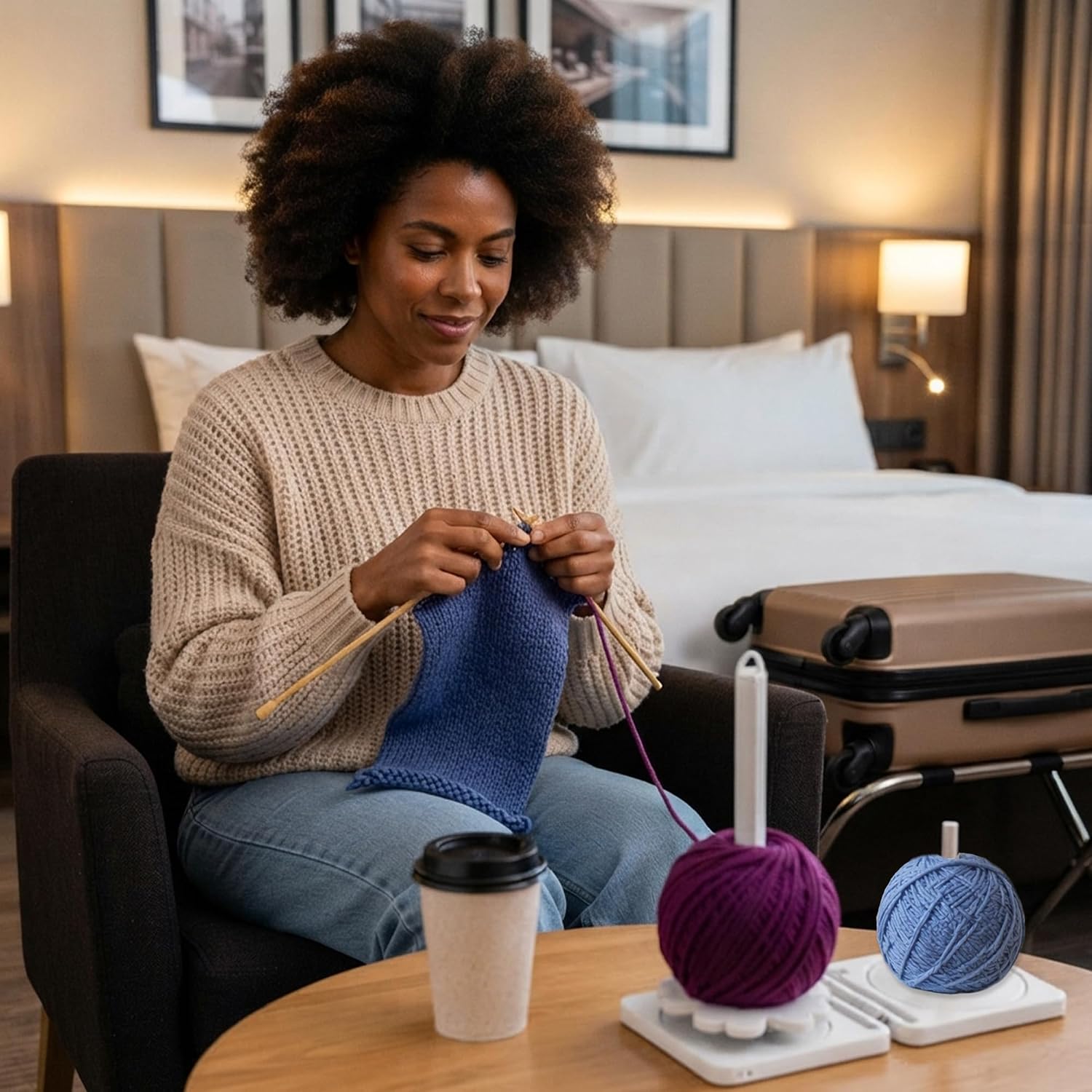 Portable Yarn Holder - Yarn Spinner Winder with Extended Rod
