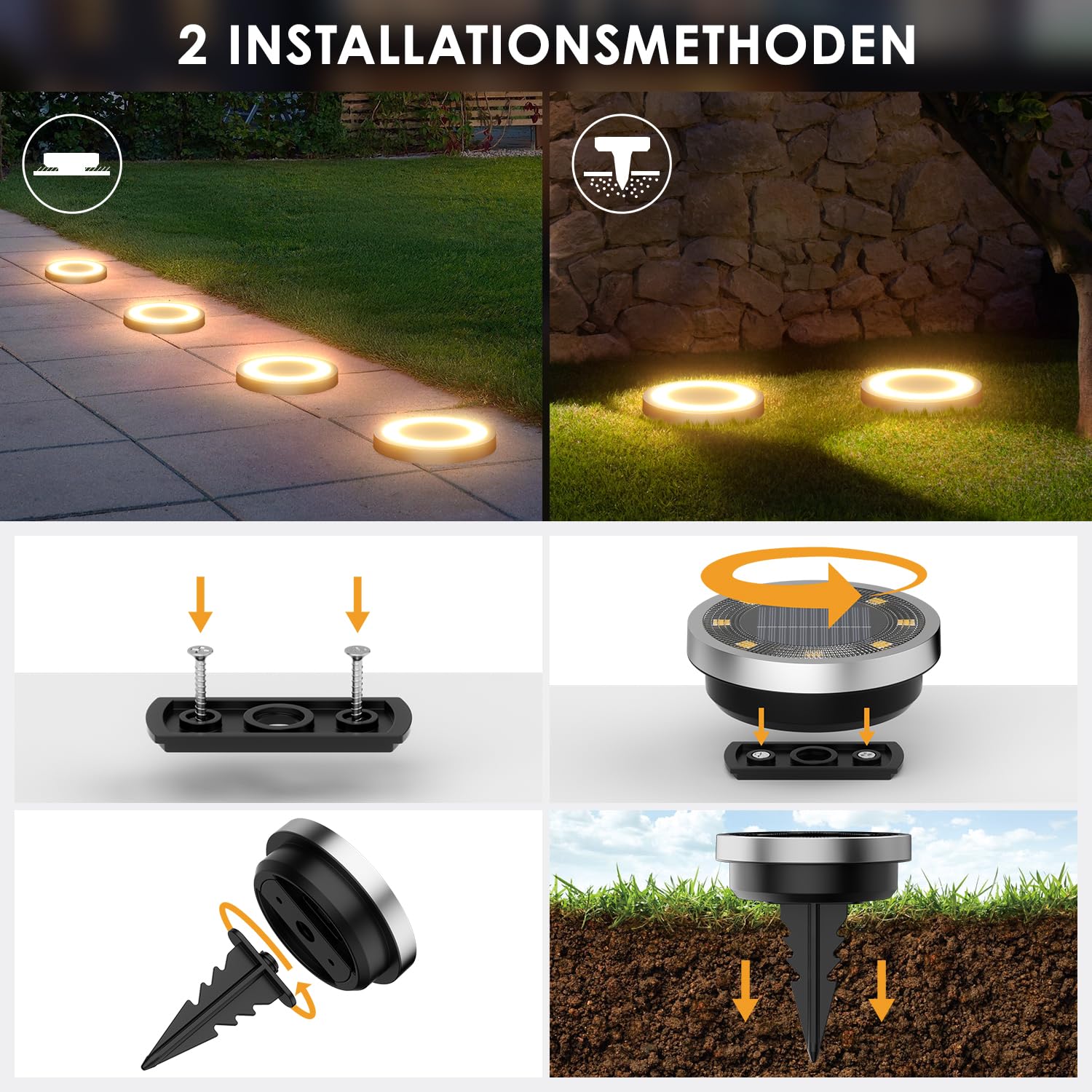Shuniu Lot de 8 lampes solaires d'extérieur pour jardin, pelouse, allée, trottoir, patio