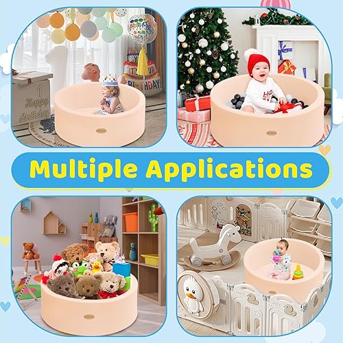 Vista 5 de Piscina de Pelotas para Bebés 35.4" Espuma Viscoelástica Suave Redonda Piscinas de Pelotas NO Incluye Pelotas Corralito Interior Exterior para Bebés