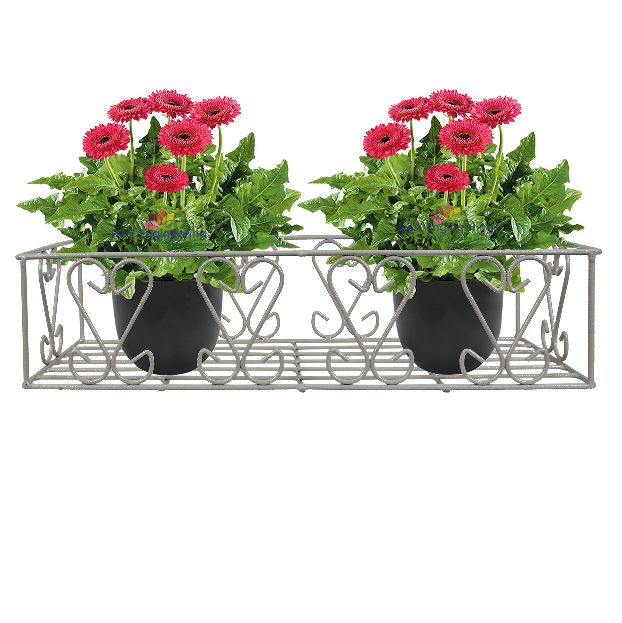 D&V ENGINEERING - Creative in innovation Metal Railings Pot Stand/Flower Plant Display Stand For Multiple Plants Balcony (Fixed Hanger - Greyfreestanding, Hanging Shelf, 20X8.6X4.7 Inch) (B08RBVMCX1) Amazon Price History, Amazon Price Tracker