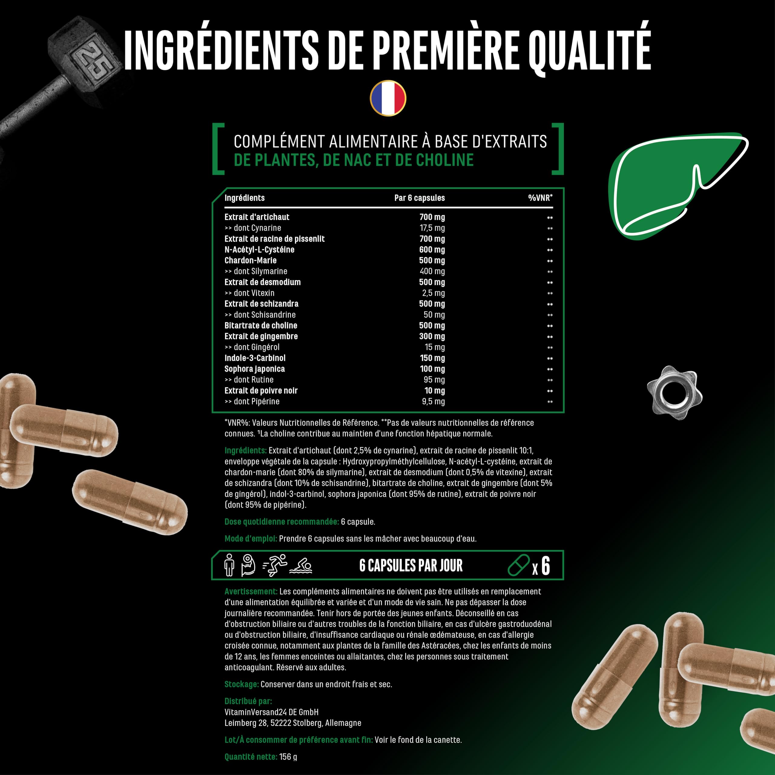 Liver Essentials - 180 gélules - Complexe hautement dosé avec chardon-marie, choline, NAC, artichaut, pissenlit, schizandra, extrait de gingembre, indol-3-carbinol, desmodium, rutine - végétalien