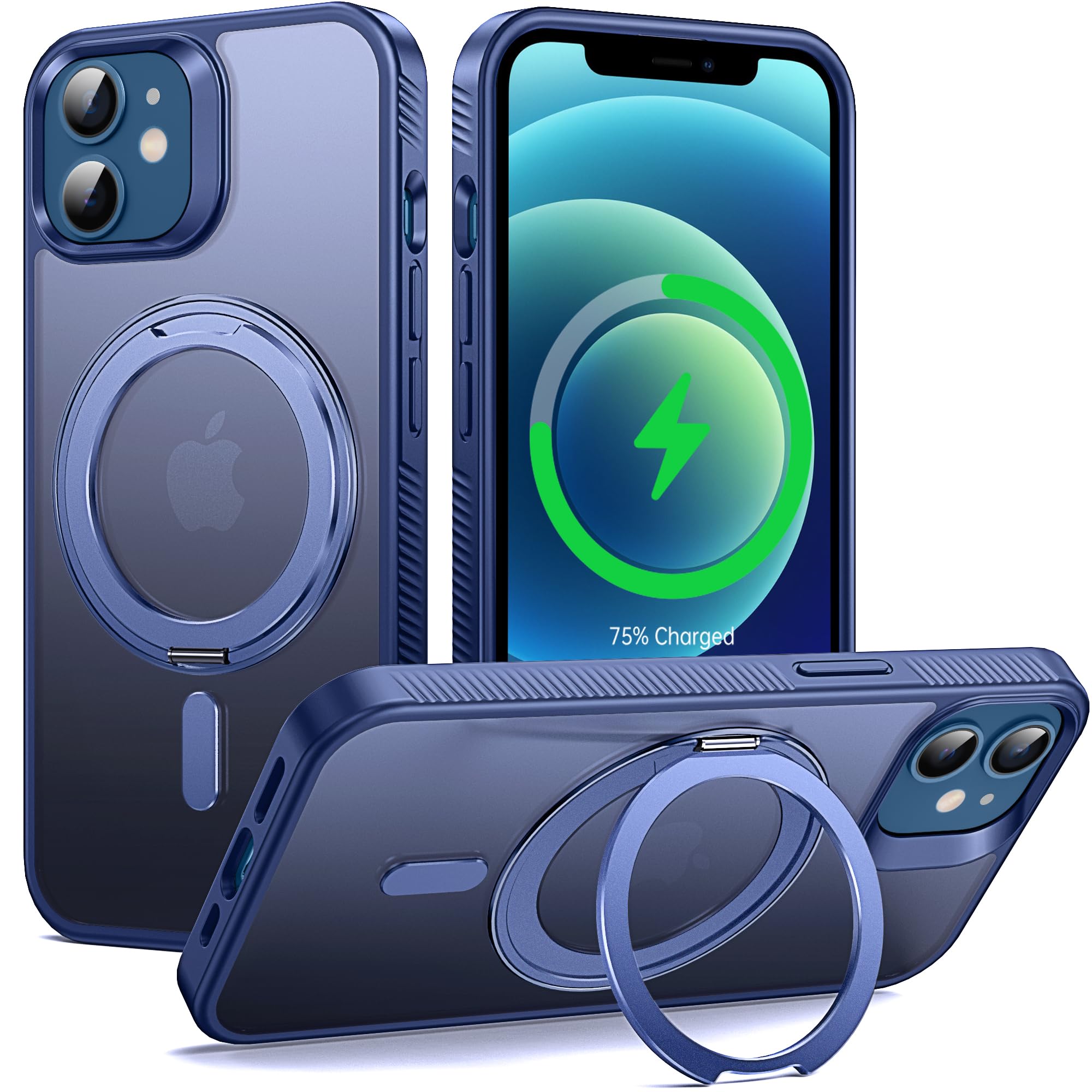 Supdeal Magnetic Kickstand for iPhone 12/12 Pro Case, Compatible with MagSafe 360° Rotatable Ring Stand Holder, Non-Slip Hard Matte Translucent Cover