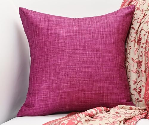 SCARLETT LINENS Almohadas decorativas para sofá cama, almohadas decorativas de sala de estar, almohadas rústicas, fundas de almohada sólidas de seda