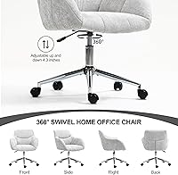 Vista 4 de Sillas de escritorio de oficina en casa, silla giratoria para computadora con ruedas, silla de tocador de escritorio de respaldo medio, silla