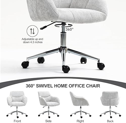 Miniatura 4 de Sillas de escritorio de oficina en casa, silla giratoria para computadora con ruedas, silla de tocador tapizada, altura ajustable, silla de oficina