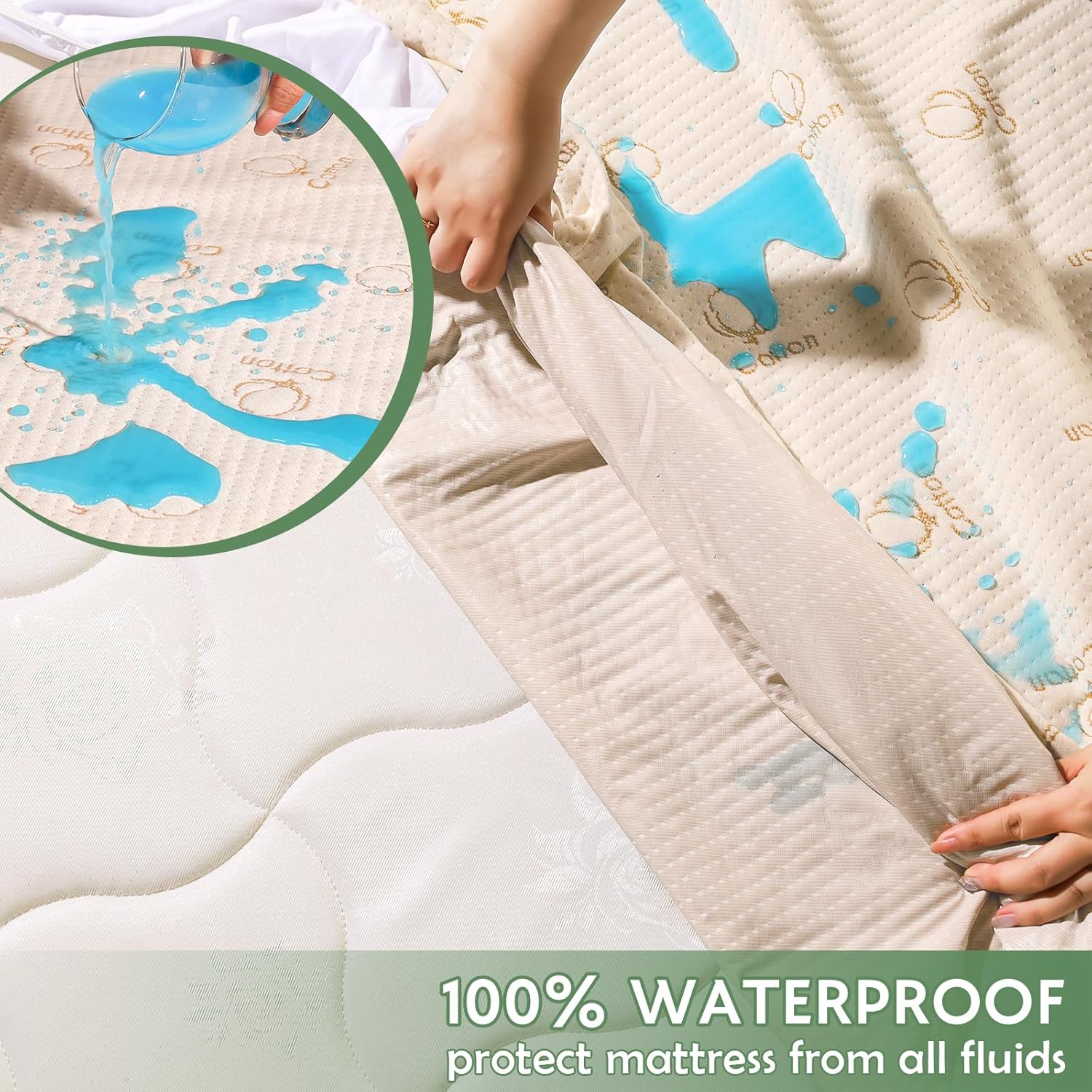 2 Pack Waterproof Mattress Protector Queen, Cotton Breathable Mattress Pad Cover, 200 GSM Comfort, Deep Pocket Fitted Comfort Mattresses Up to 24 in Deep