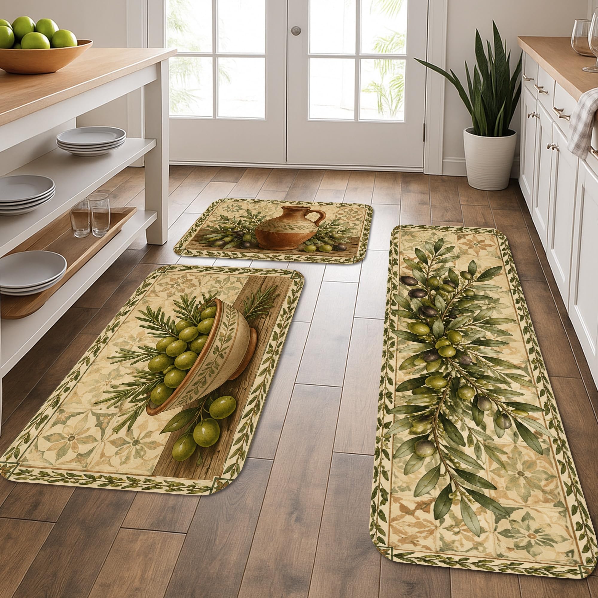 Tapis doux et vintage botanique lot de 3 tapis de cuisine lavables