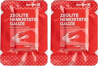 Survivex Hemostatic Gauze - Quick Blood Clotting Gauze for Wounds - Trauma Kit Hemostatic Dressing - 3 in x 4 FT - 2 PCS