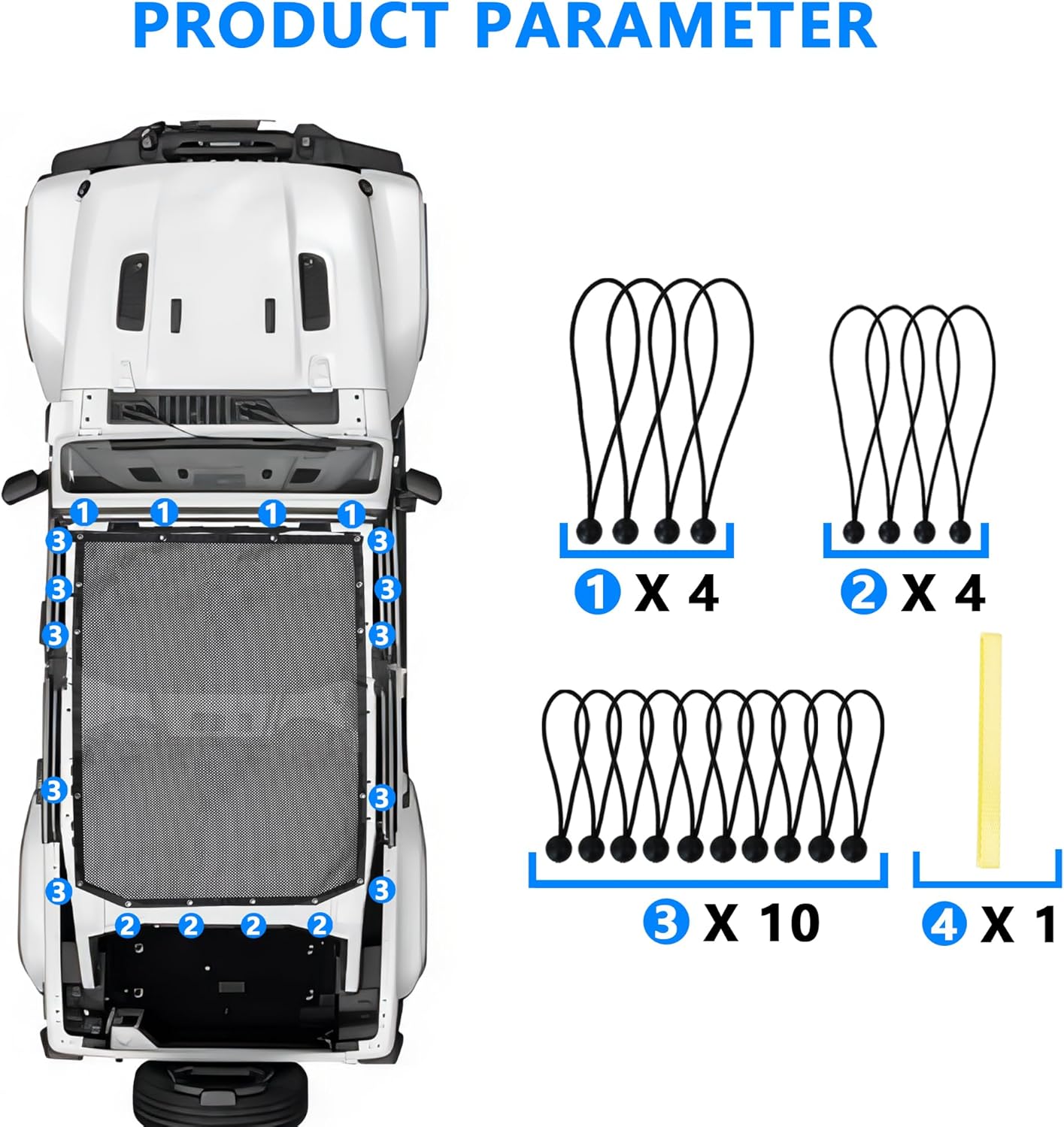 Sunshade for 2018-2023 Jeep Wrangler JL JLU Accessories 4 Door Front & Rear Mesh Sun Shade Sunshade Bikini Soft Top Roof Cover Net for Jeep JL - Blocks UV, Wind, Noise,Black
