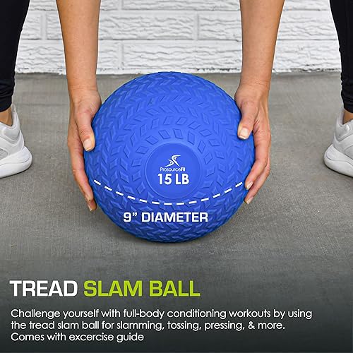 Miniatura 2 de ProsourceFit Slam Medicine Balls Tread Textured Grip Dead Weight Balls for Cross Training, Strength and Conditioning Exercises, Cardio and Core