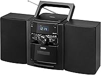 JENSEN CD-785 Portable Bluetooth CD Player Boombox with Cassette, AM/FM Radio & Detachable Speakers