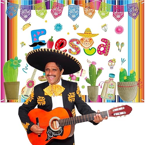 Miniatura 6 de Fondo de Cinco de Mayo para decoración de fiesta, fondo mexicano, accesorios para cabina de fotos, 5 de mayo, decoración de 5 x 7 pies