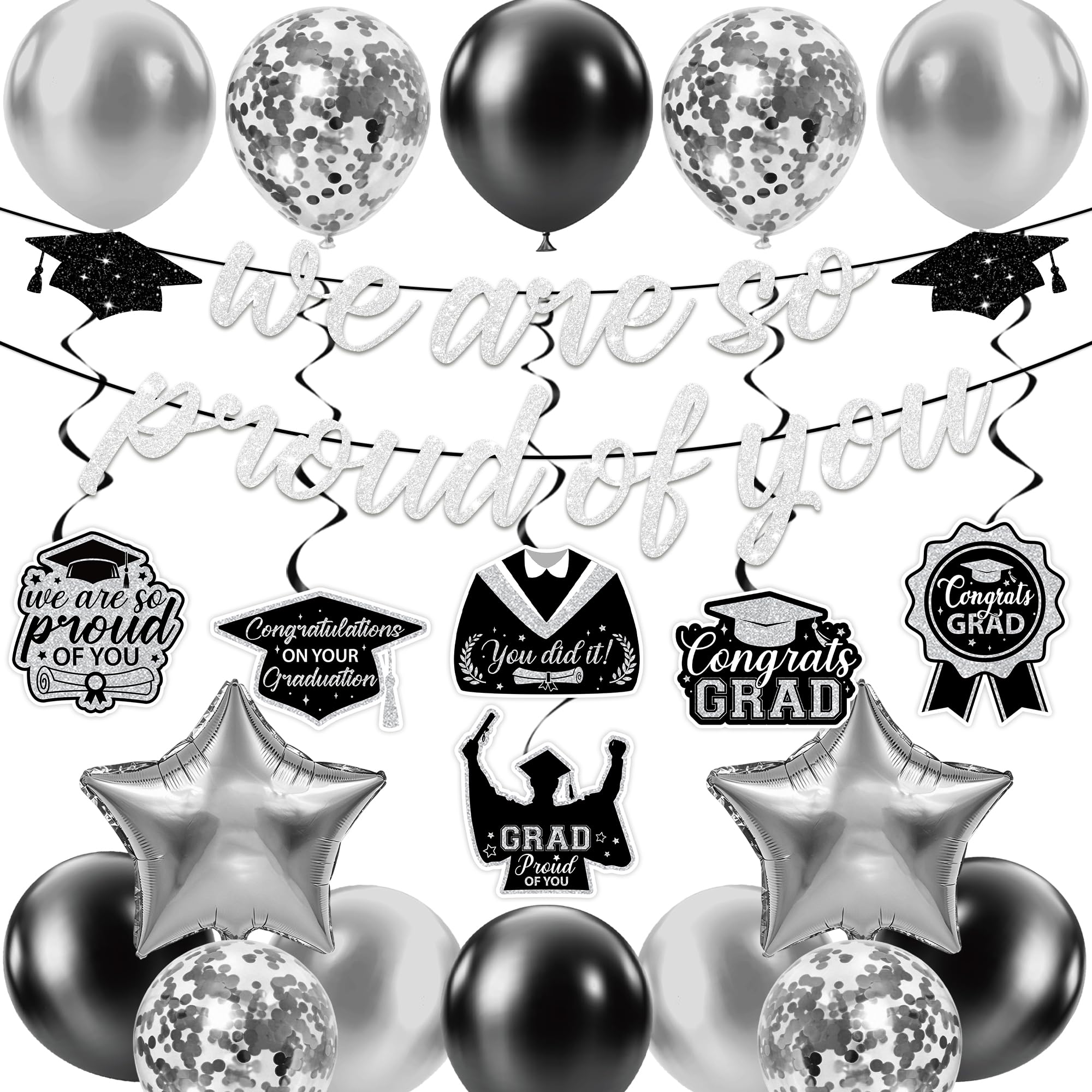 Graduation Decorations Silver Party Decor