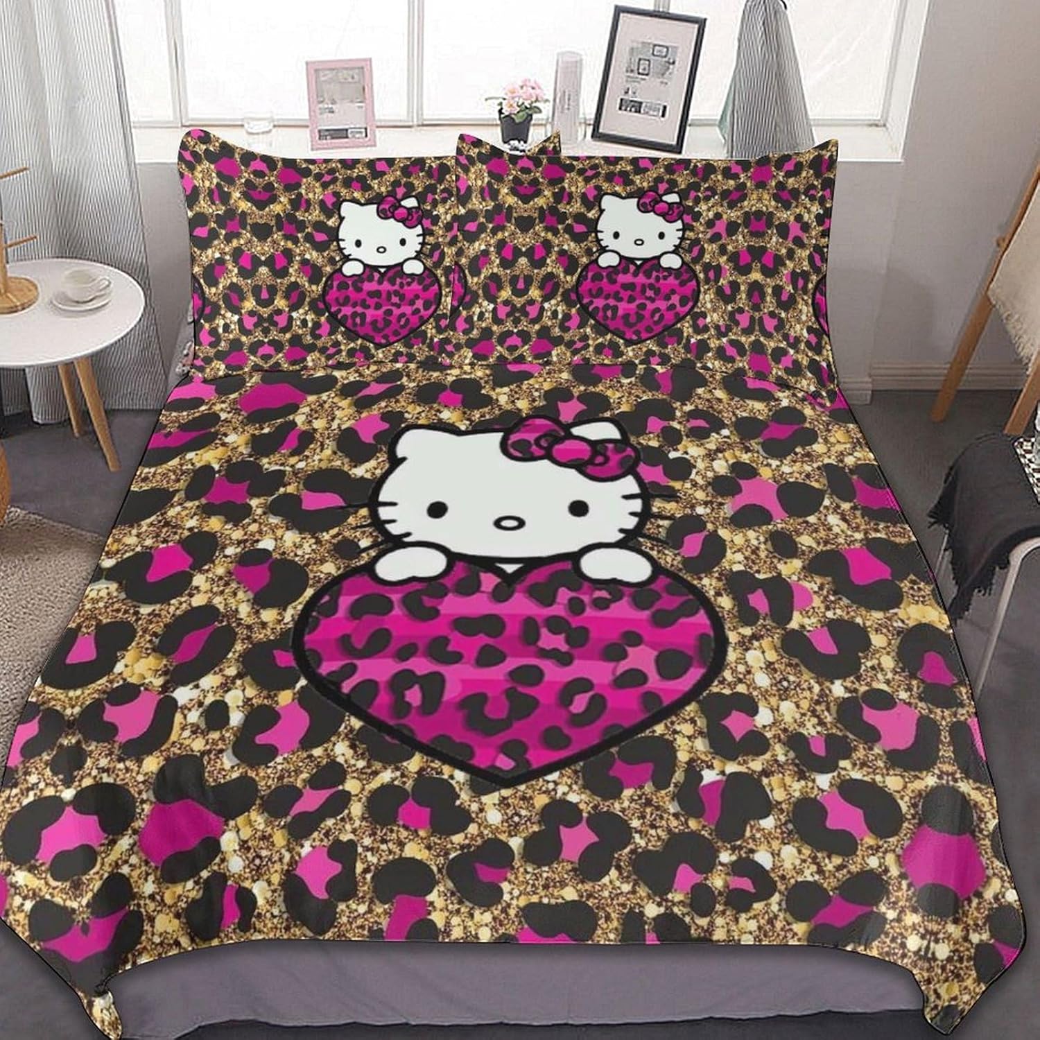 ハローキティ ヒョウ柄 布団カバー 3点セット シングル シングル 枕