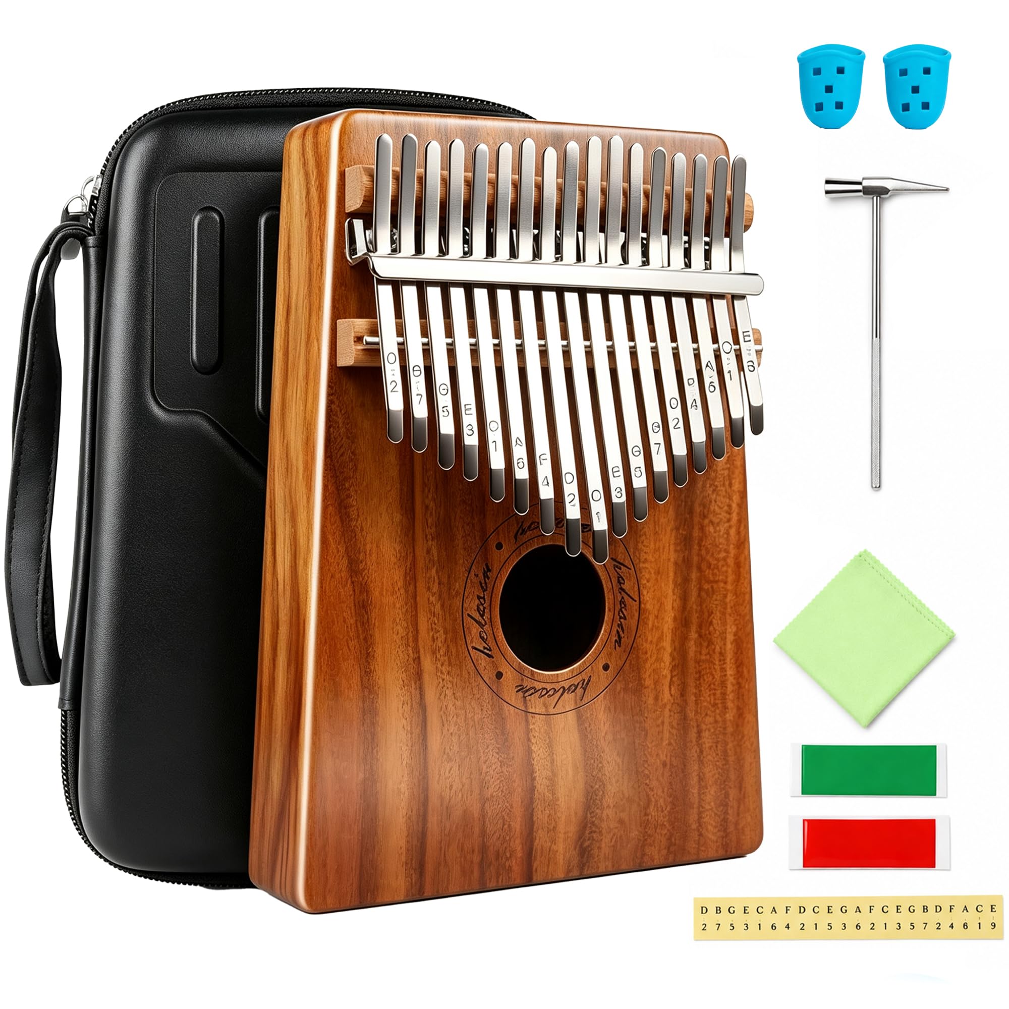 Kalimba - Kalimba 17 llaves, piano de pulgar, Kalimba Thumb Piano Dedo Sólido Kalimba Instrument con caja protectora impermeable (KOA)