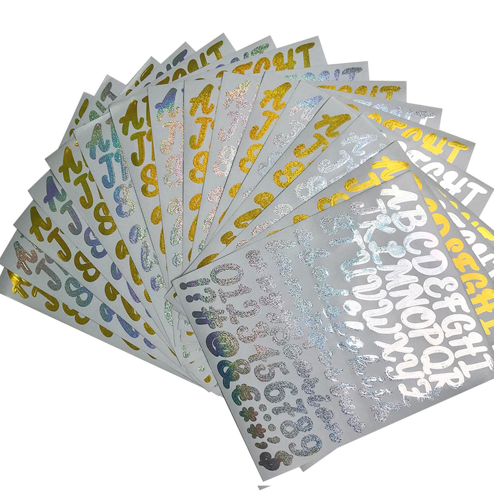 Lot de 16 autocollants en vinyle avec lettres et chiffres pour carte, carnet de notes, lettres de l'alphabet et chiffres