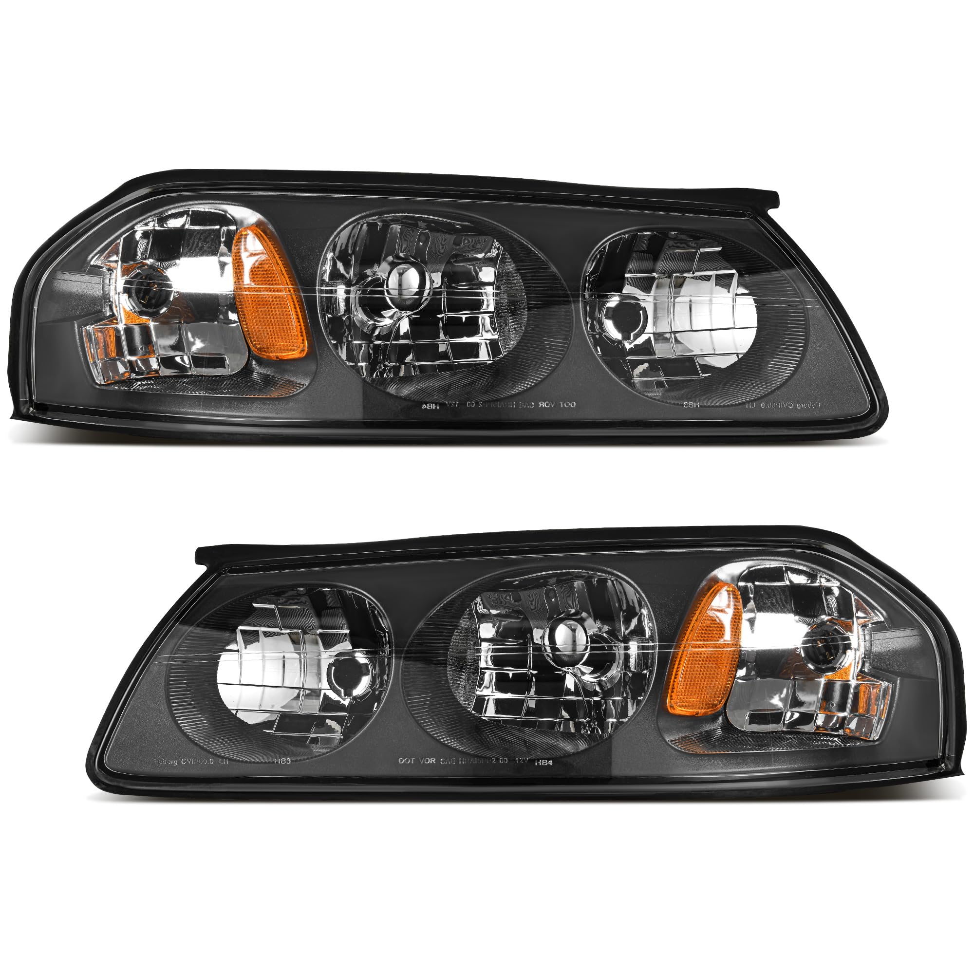 AUTOSAVER88 Headlight Assembly Compatible with 2000-2005 Chevy Impala Replacement Black Housing Amber Reflector Clear Lens